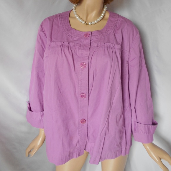 Talbots Jackets & Blazers - New TALBOTS Sz 24W Purple Button Down Trench Coat